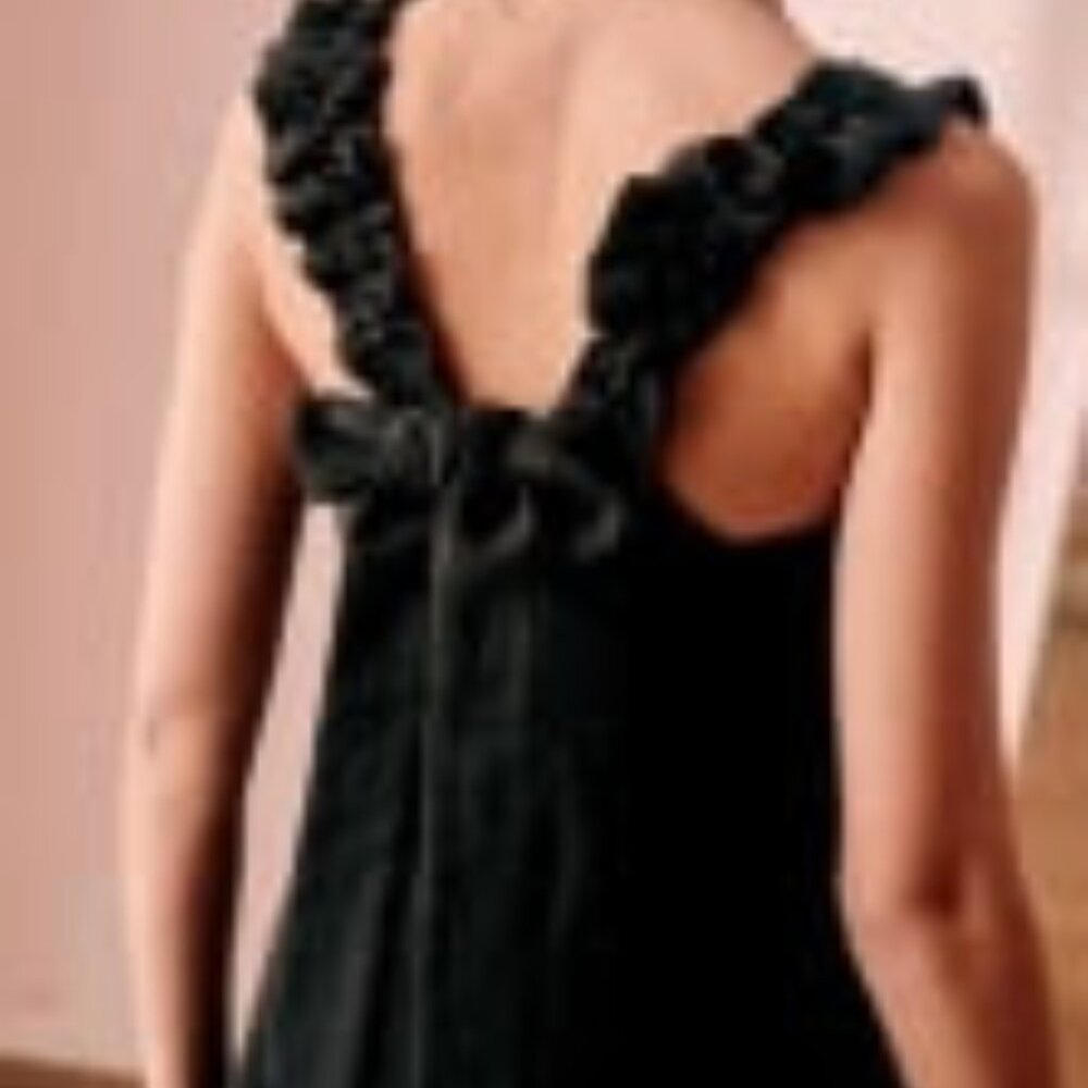 Sezane Black Linen Mini Dress